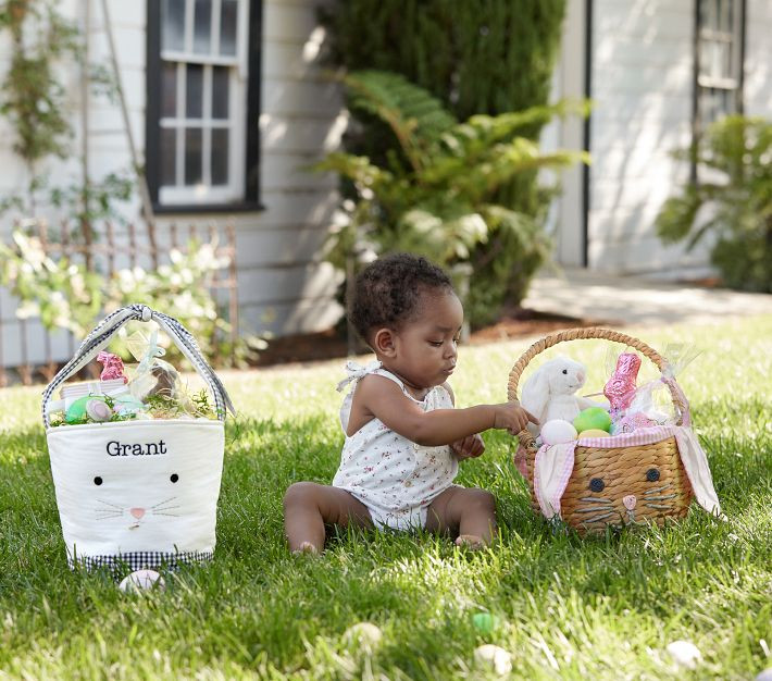 Seagrass Bunny Face Basket & Liner | Pottery Barn Kids