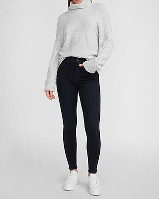 High Waisted Metallic Dark Wash Skinny Jeans | Express