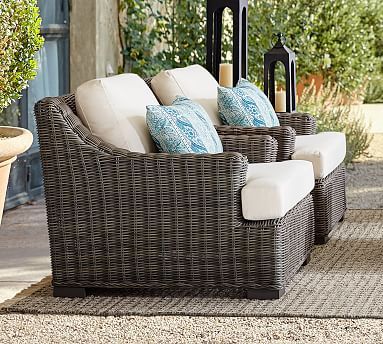Huntington All-Weather Wicker Slope Arm Lounge Chair | Pottery Barn (US)
