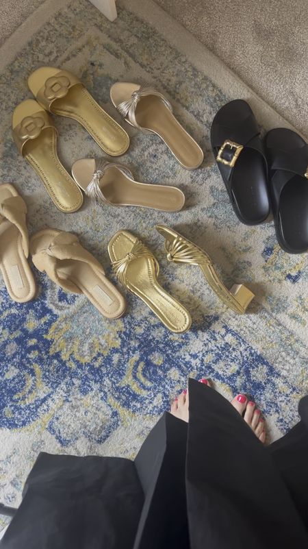 Sandals | flats | gold sandals | summer shoes | spring shoes