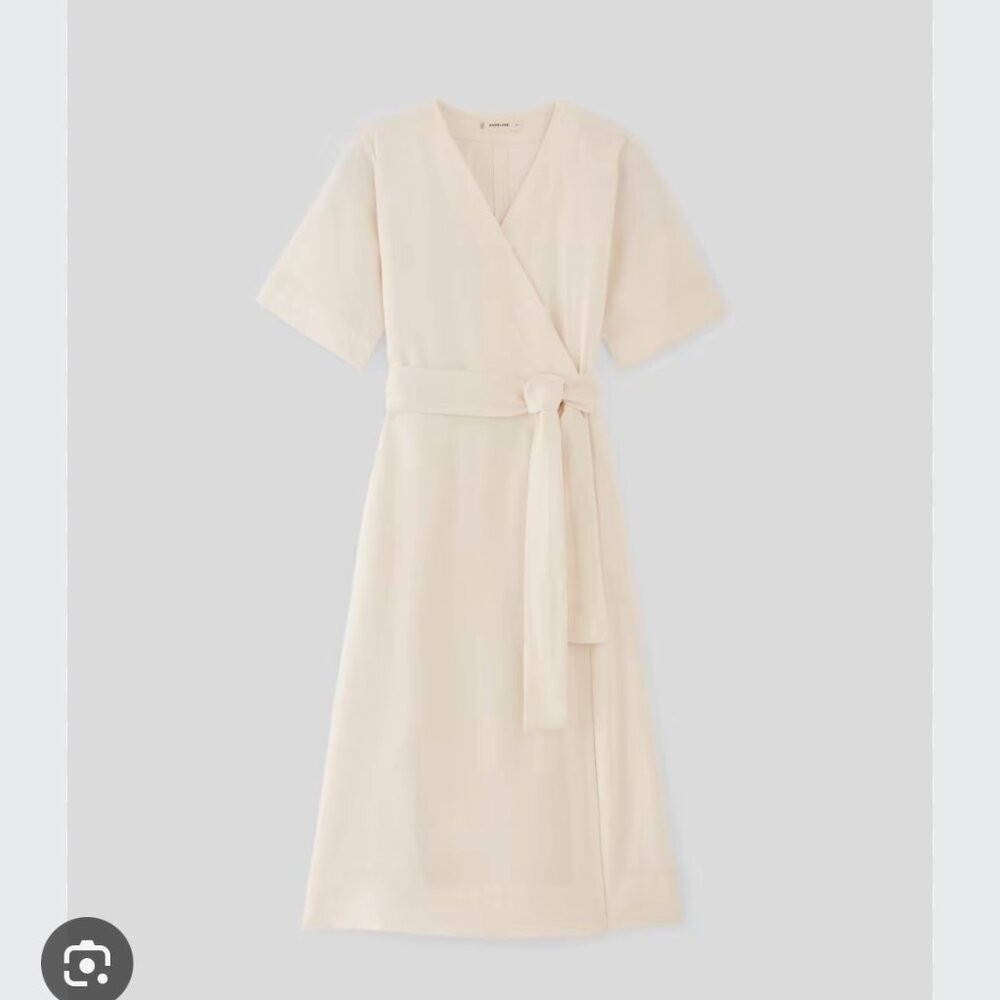 Everlane Wrap Dress in Linen, Cream/White | Poshmark