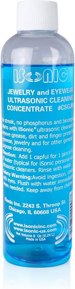 iSonic CSGJ01-8OZx1 Ultrasonic Jewelry/Eye Wear Cleaning Solution Concentrate,Blue | Amazon (US)