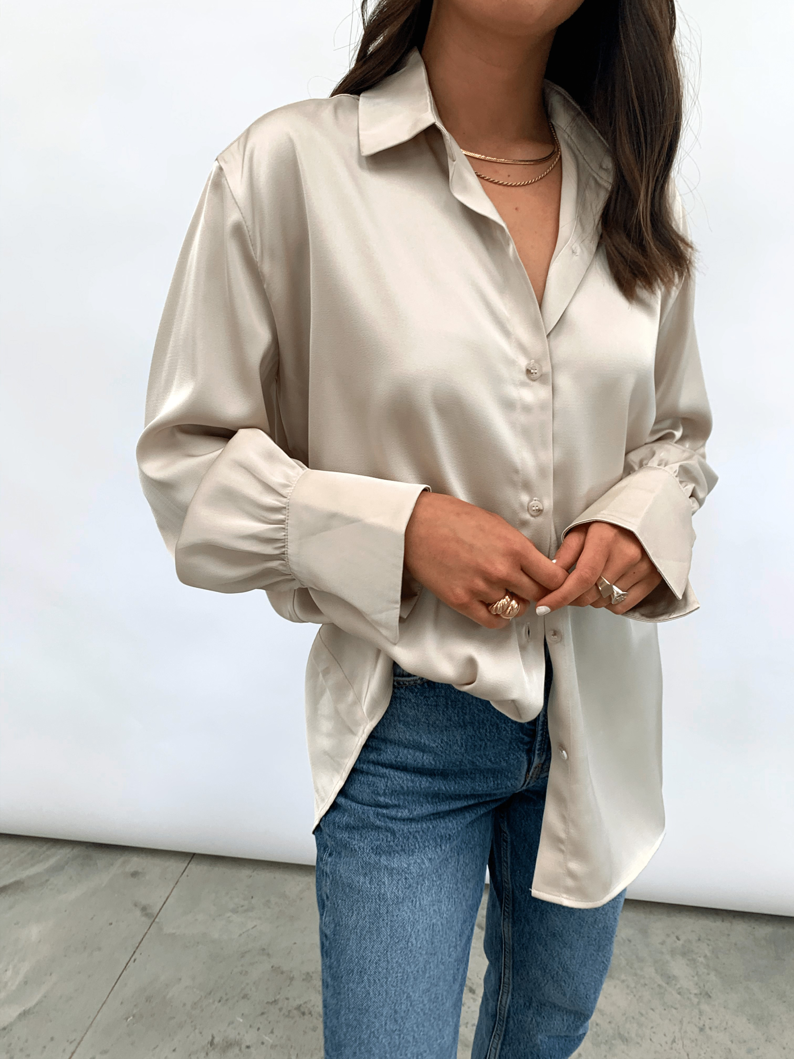 Naomi Relaxed Shirt - Taupe | Pretty Lavish (UK)