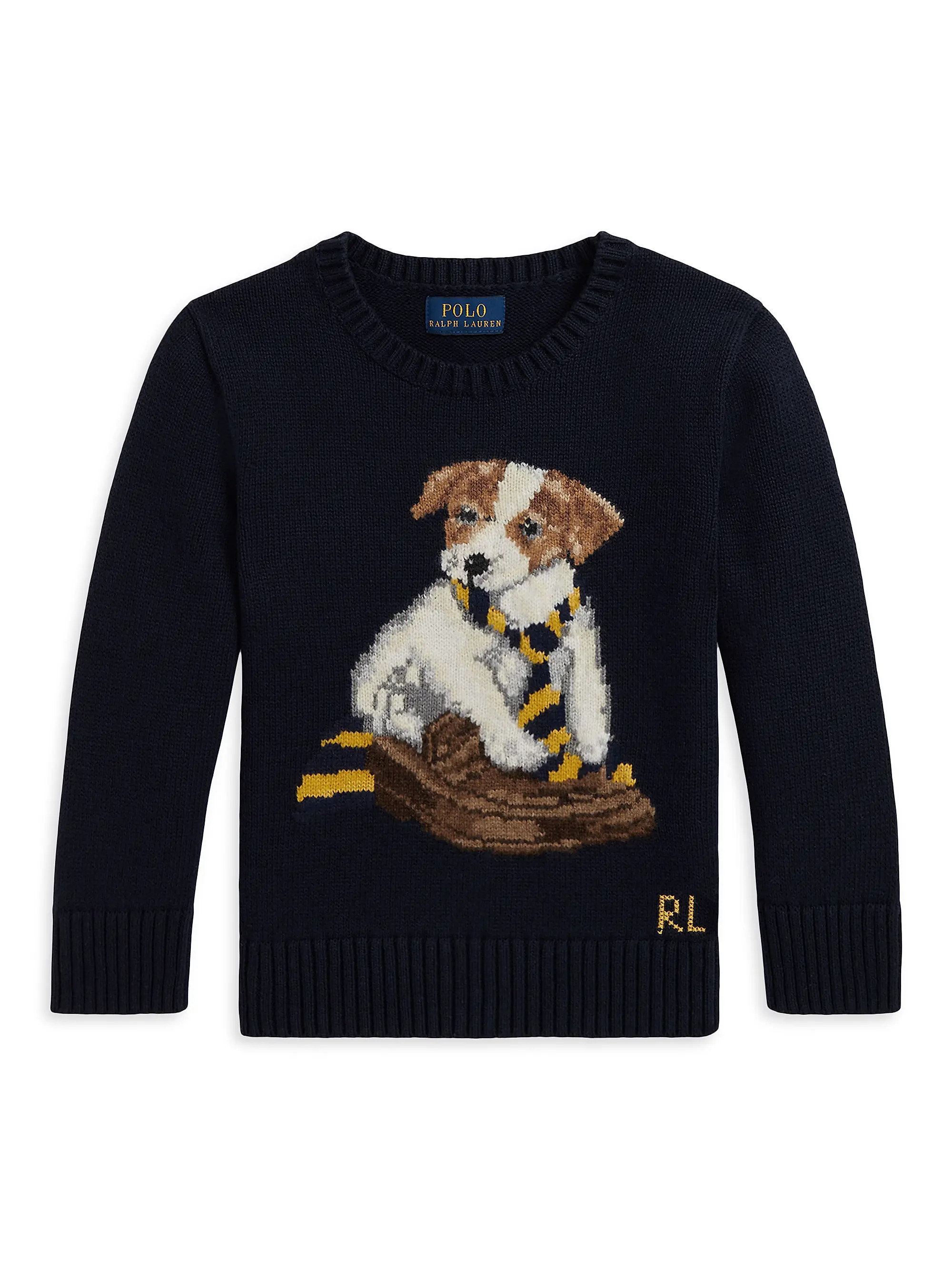 Polo Ralph Lauren Little Boy's &amp; Boy's Dog Intarsia Crewneck Sweater | Saks Fifth Avenue | Saks Fifth Avenue
