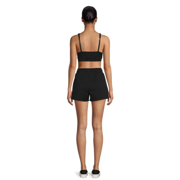 No Boundaries Juniors Quilted Crop Top and Shorts Set, 2-Piece | Walmart (US)