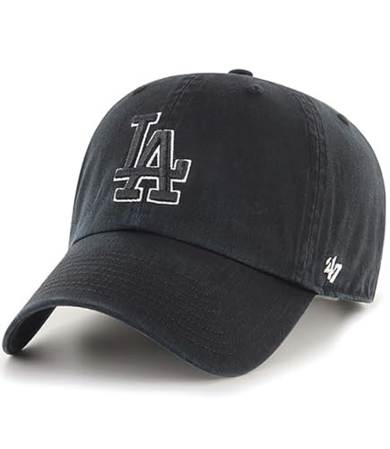 47 Brand MLB Black White Outline Primary Logo Clean Up Adjustable Baseball Cap Hat, Adult One Size Fits All - Los Angeles Dodgers Black White Outline | Amazon (US)
