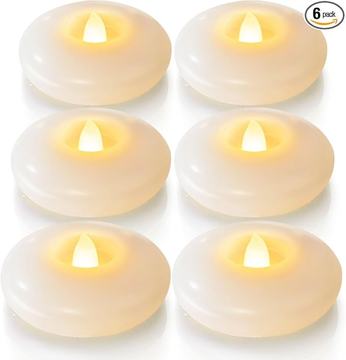 Homemory 6 Pack 3” Flameless Led Floating Candles, 200 Hour White Battery Operate Waterproof Te... | Amazon (US)
