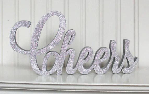 CHEERS Wood Sign, Glitter Sign, Wood Word Cheers glitter wood signs - Made to Order | Etsy (US)