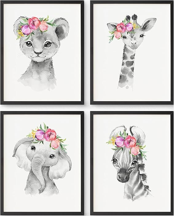 Prints Made Perfect Safari Nursery Wall Art Set - Baby Animal Prints Jungle Theme Decor - Elephan... | Amazon (US)