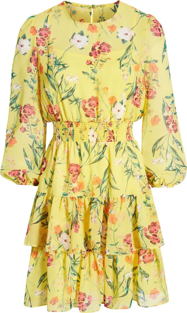 Eliza J Floral Smocked Waist Long Sleeve Dress | Nordstrom | Nordstrom