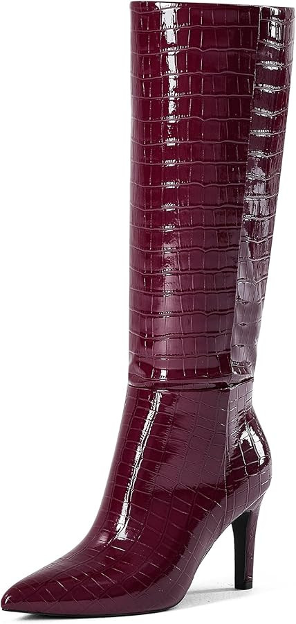 GENSHUO Women Wide Calf Knee High Boots 3 Inch High Heel Pointed Toe Long Boots Fashion Trendy Wi... | Amazon (US)