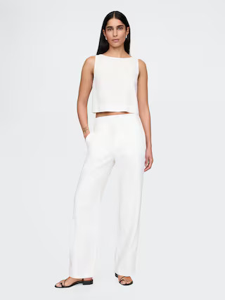 Linen-Blend Relaxed Straight Ankle Pants | Gap (US)