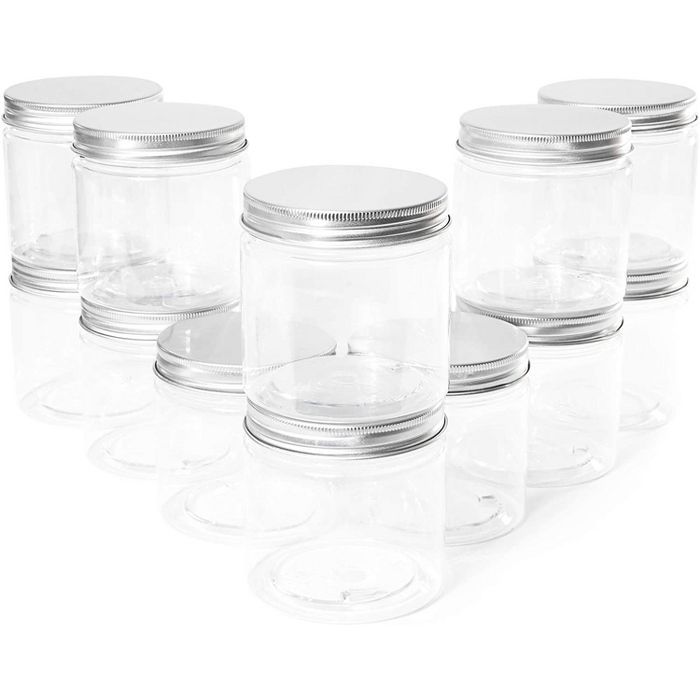 Juvale 12 Pack Round Plastic Glass Jars with Metal Lids, 6oz Clear Food Storage Containers with L... | Target