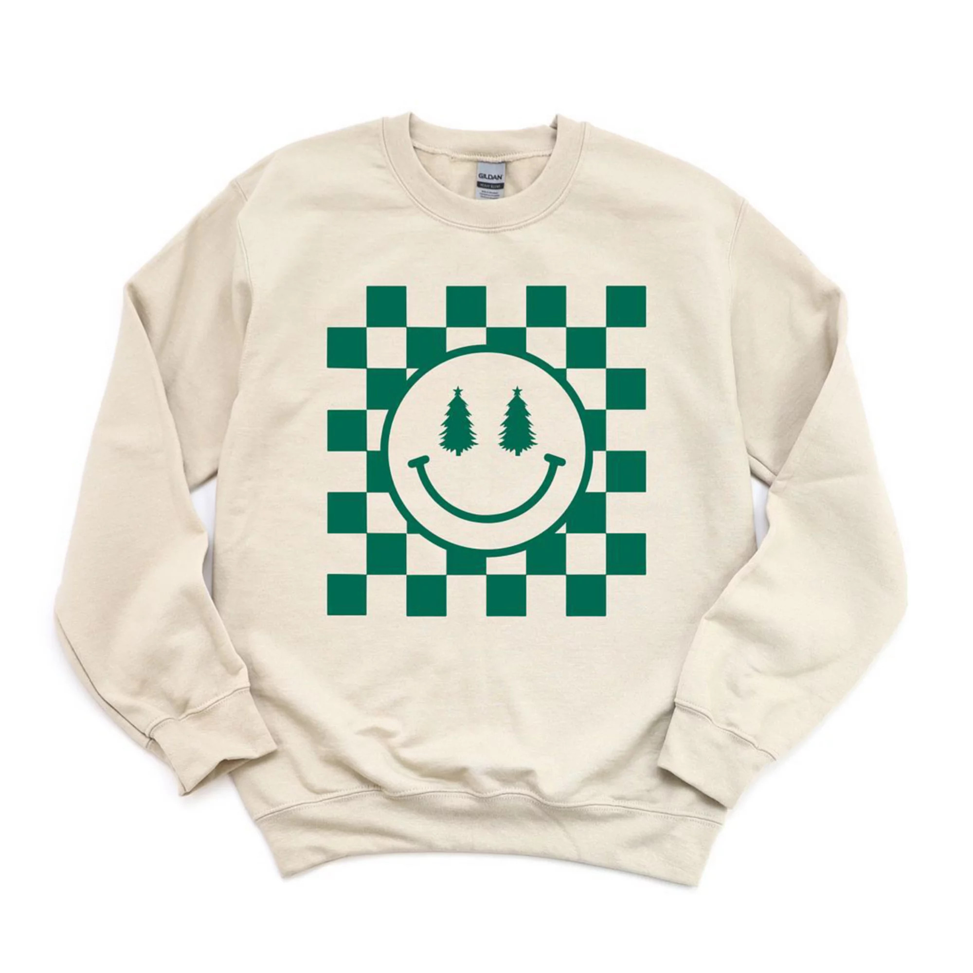 Checkered Christmas Smiley Sweatshirt | Kohl's