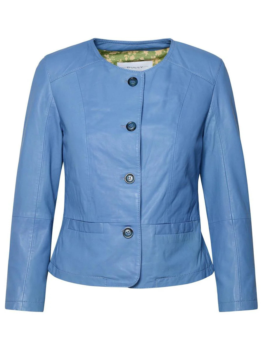 Bully Light Blue Leather Jacket | Baltini