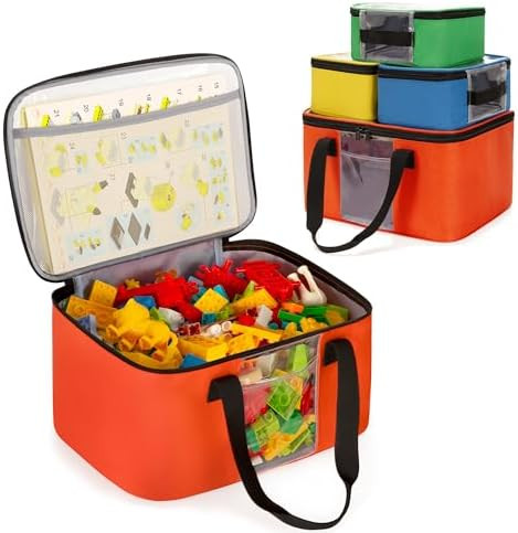 Rexmica Large Toy Storage Organizer with 3 Small Zipper Bags, Travel Organizer Case for Building ... | Amazon (US)