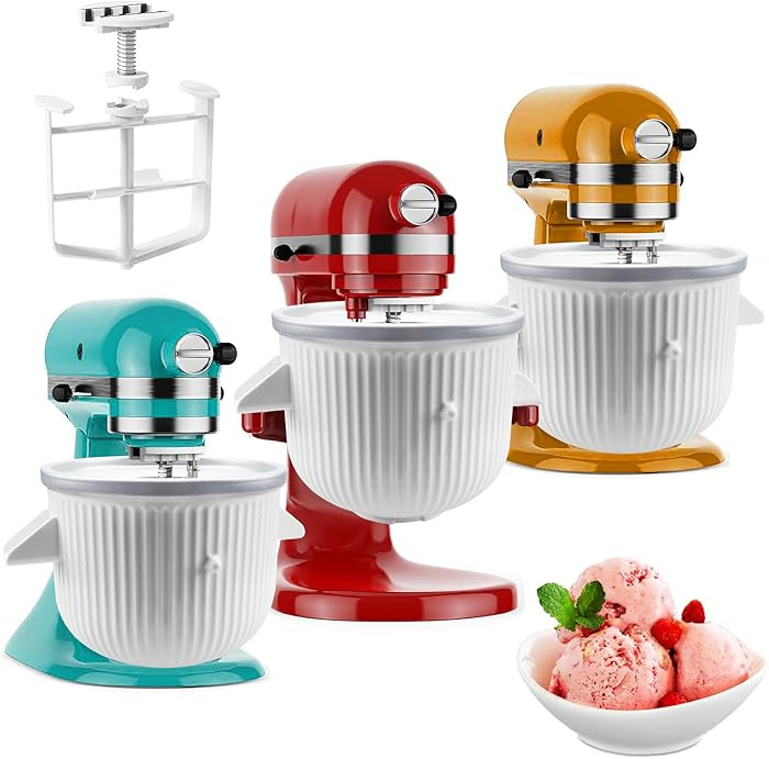 Ice Cream Maker Attachment for KitchenAid Stand Mixer, Ice Cream Bowl Compatible with 4.5Qt and L... | Amazon (US)