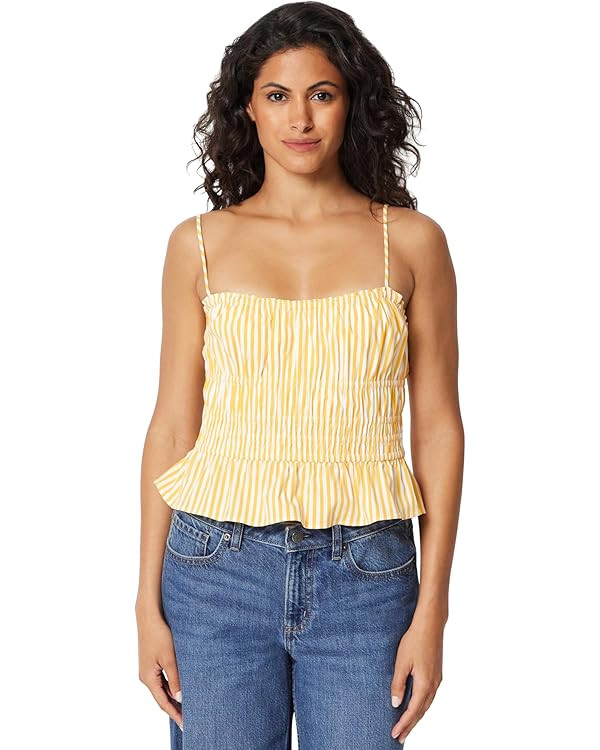 Amazon Essentials Women's Regular-Fit Smocked Cotton Stretch Poplin Tank | Amazon (US)
