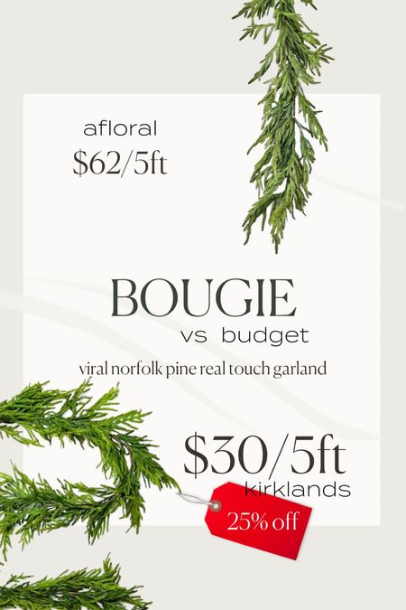 Viral real touch Norfolk pine garland - at half the price! Hurry while the budget kirklands version is in stock and 25% off with code DECORATE ! 

#LTKsalealert #LTKSeasonal