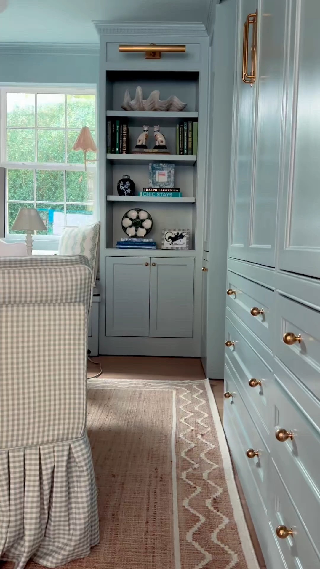 Blue gingham chairs now in stock