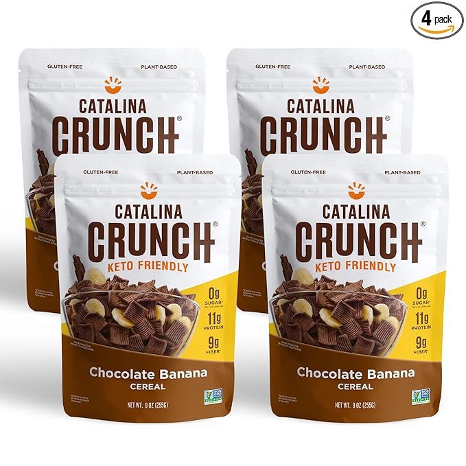 Catalina Crunch Chocolate Banana Keto Cereal 4 Pack (9oz Bags) | Low Carb, Sugar Free, Gluten Fre... | Amazon (US)