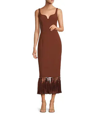 Vanessa Sweetheart Sleeveless Tassel Sheath Dress | Dillard's