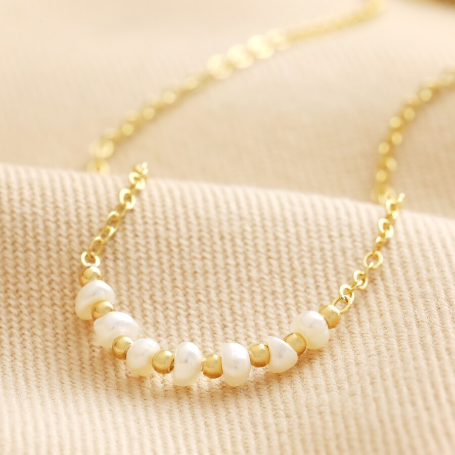 Freshwater Pearl Chain Necklace in Gold | Lisa Angel