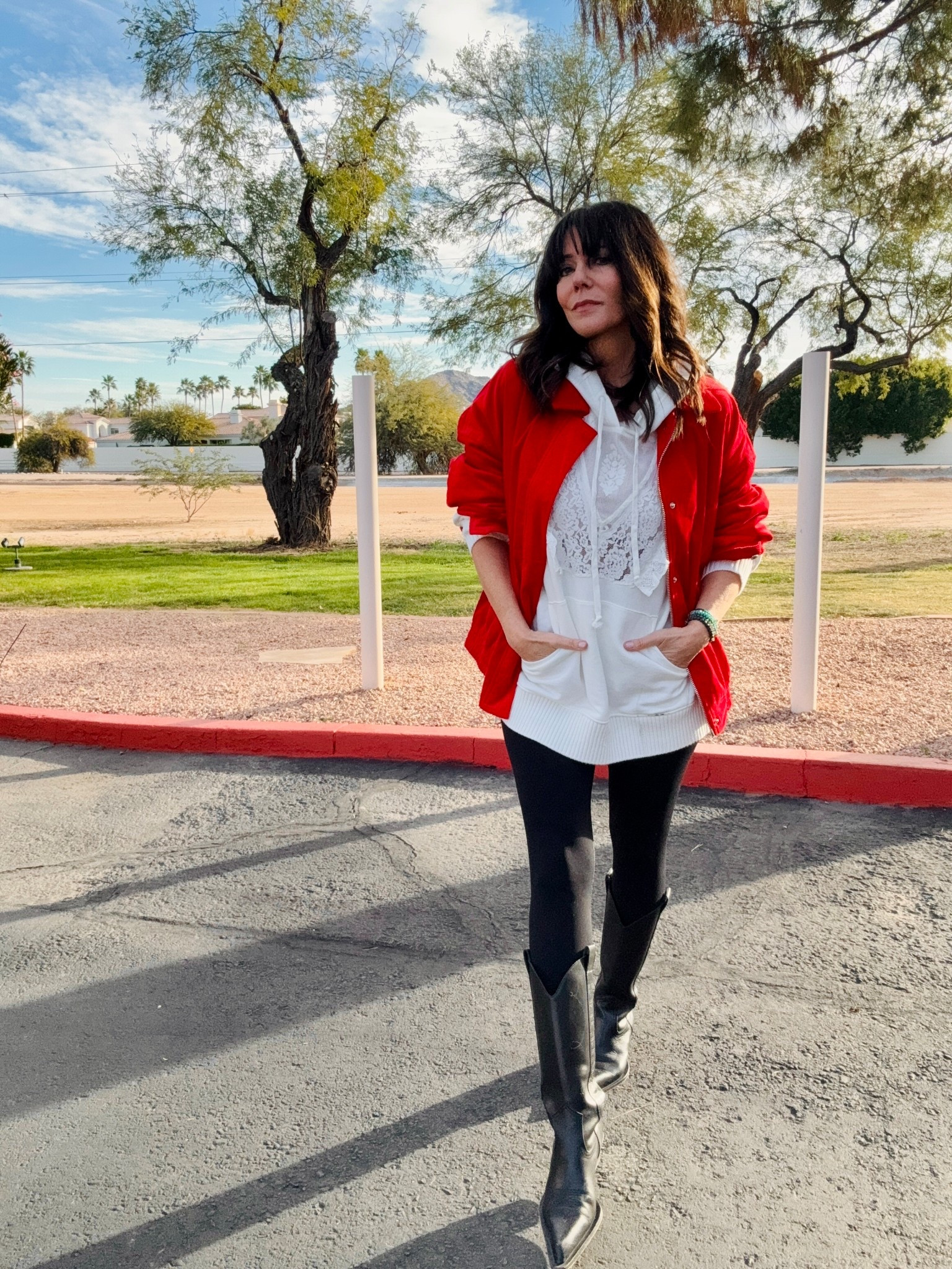 3 outfits I’m wearing as a 61 year old fashionista Reel. 

Wearing small in this white lace hoodie and red corduroy jacket,
Large in brown sweater with denim collar (runs a little small), and size 6 in the flannel plaid skirt. 

#LTKmomlife #LTKootd #LTKOver40