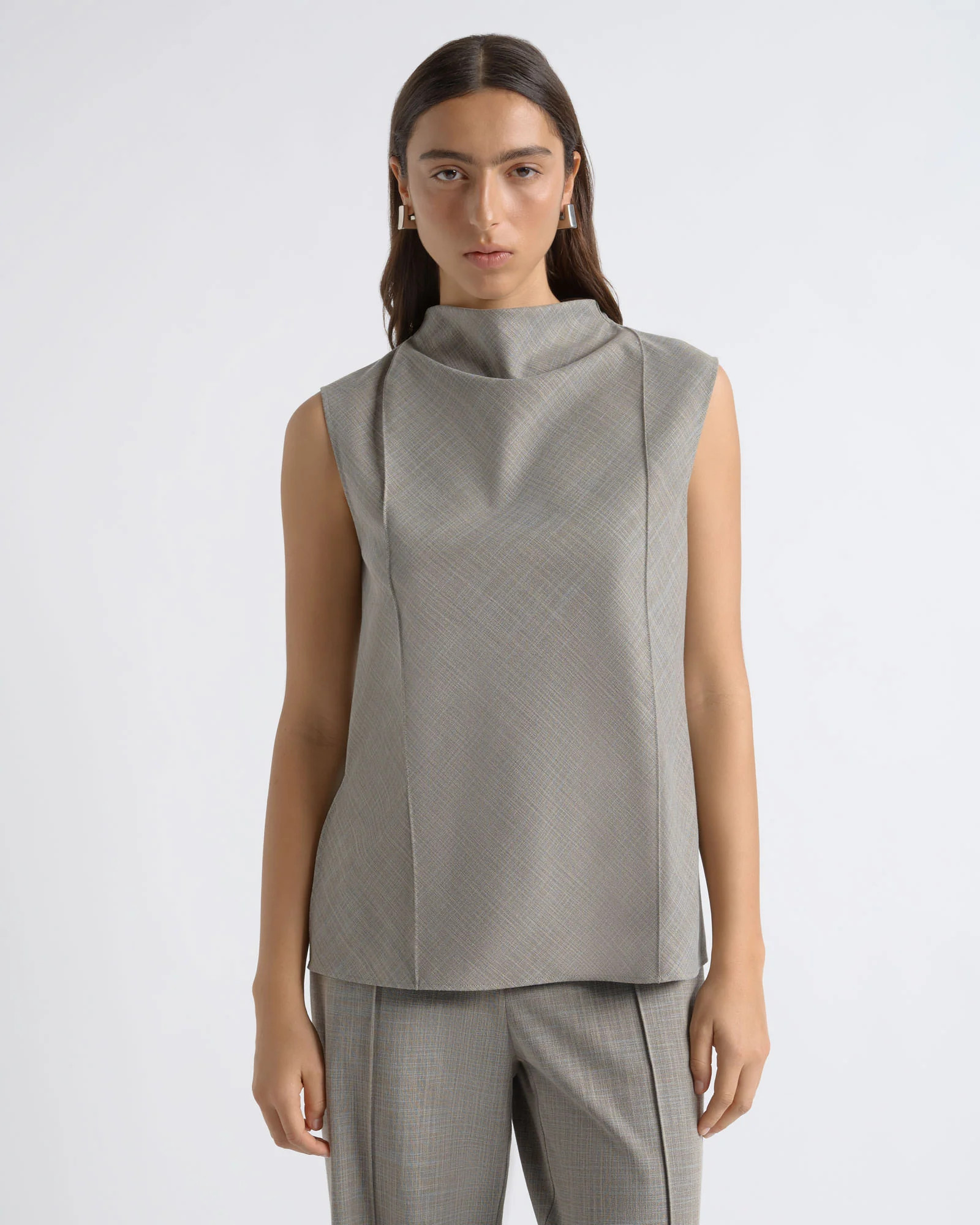 Drape Neck Pin Tuck Top | Cue AU