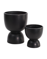 Set Of 2 Fiber Clay Pedestal Planters | TJ Maxx
