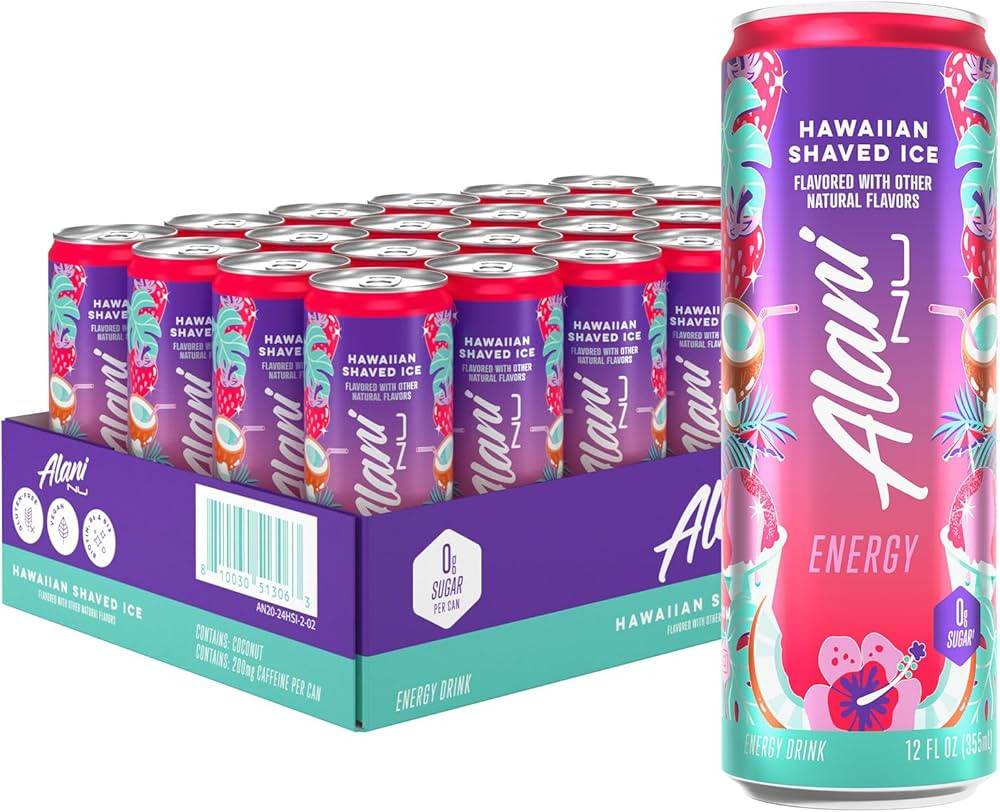 Alani Nu HAWAIIAN SHAVED ICE, Sugar Free, Low Calorie Energy Drinks, 200mg Caffeine, Biotin, B Vi... | Amazon (US)
