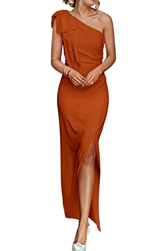 PRETTYGARDEN Women's Summer One Shoulder Long Formal Dresses Sleeveless Ruched Bodycon Wedding Gu... | Amazon (US)