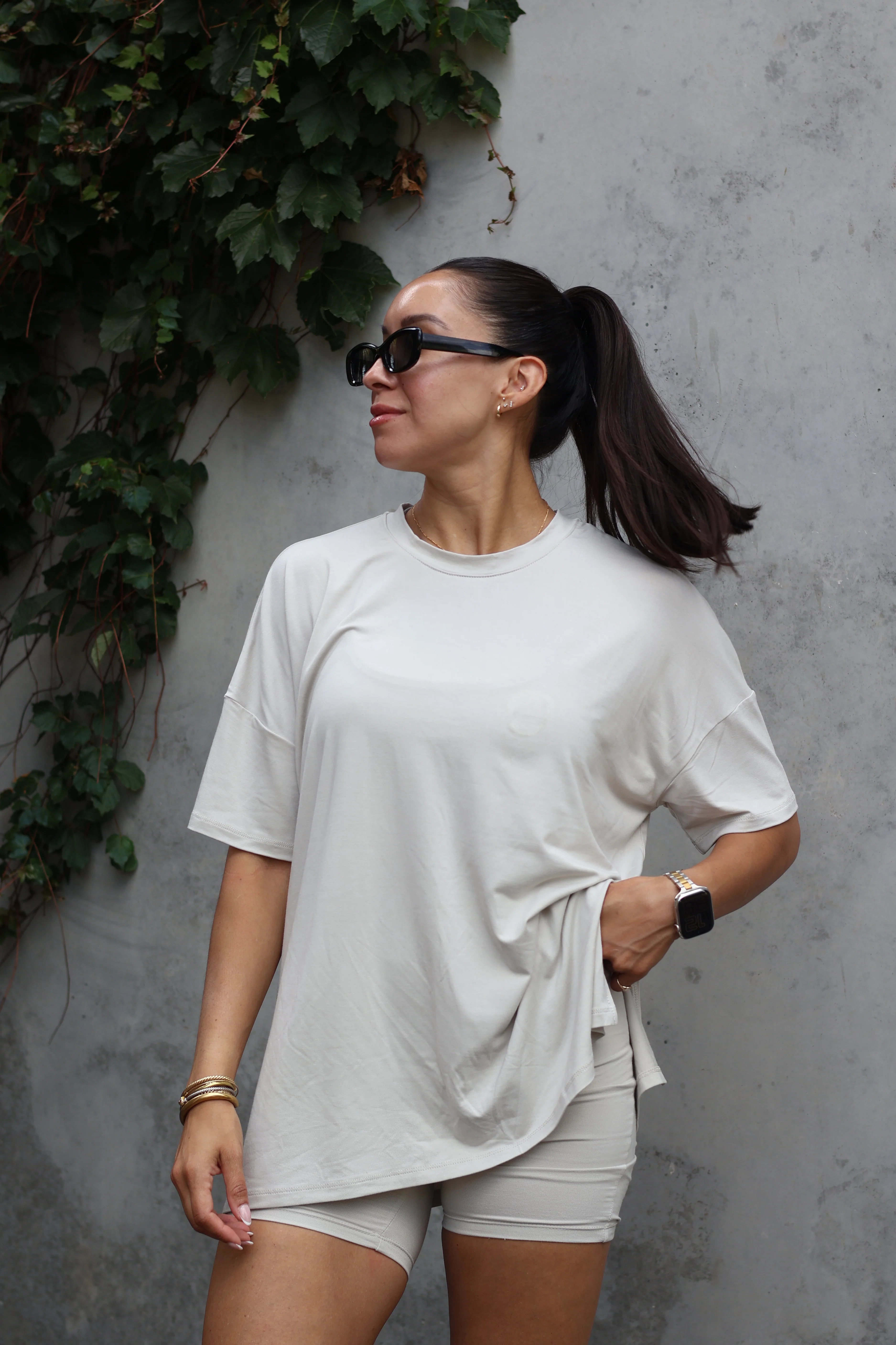 Women\u2019s Biker Short Set in Oat | Kyte Living