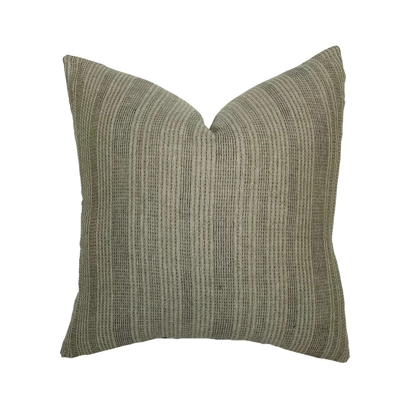 Davis | Olive Woven Stripe Pillow Cover | Linen and James