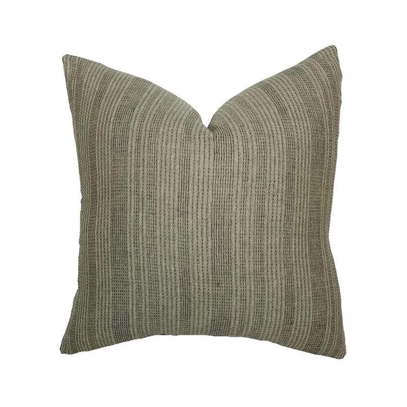 Davis | Olive Woven Stripe Pillow Cover | Linen & James