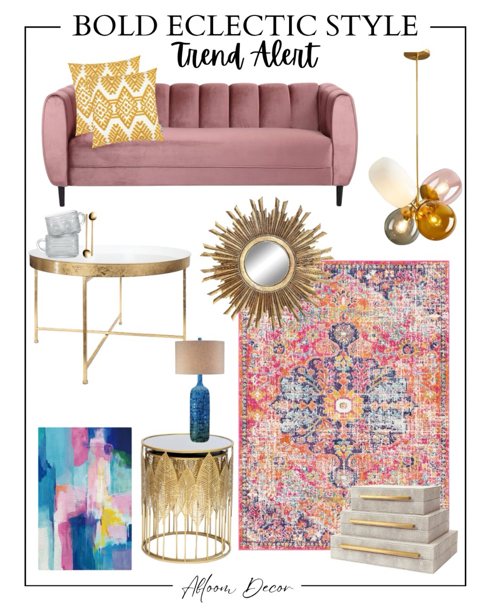 This week, the bold eclectic style is trending! Think contrasting colors, juxtaposed styles, large scale patterns and mixed metals.

#LTKHome