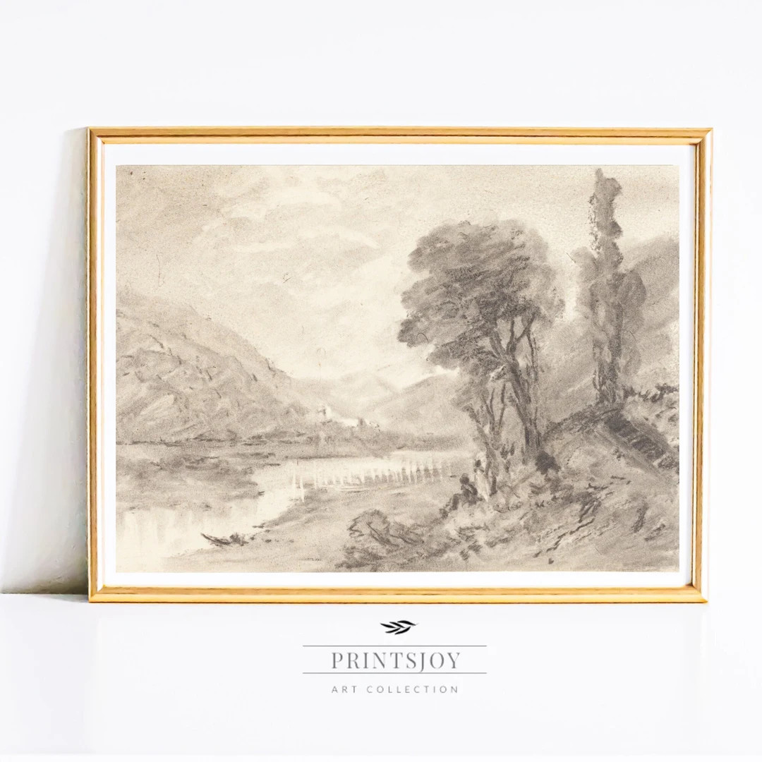 Vintage Country Sketch Art Print Pencil Drawing Digital Download| Digital Prints Neutral Art|D#1 | Etsy (US)