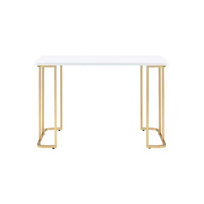 Rectangular Desk In White And Gold, Metal Square Tube Open Base, Metal, 24" D X 48" W 31" H & Gold Desk, Frame, Composite Wood, Length, 24"w | Wayfair North America