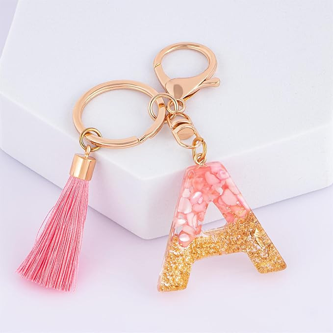 Suweibuke Cute Pink Key Chains for Women Girls, Initial Letter Keychains with Tassel, Charms for ... | Amazon (US)