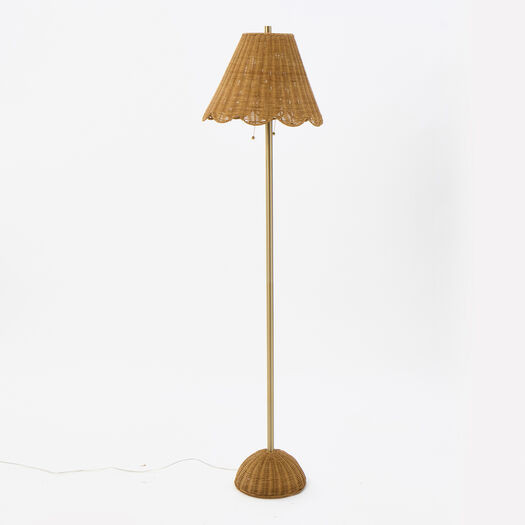 Gold Tone Rattan Floor Lamp 163x41cm | TK Maxx