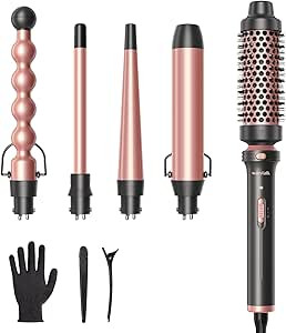 Wavytalk 5 in 1 Curling Iron,Curling Wand Set with Curling Brush and 4 Interchangeable Ceramic Cu... | Amazon (US)