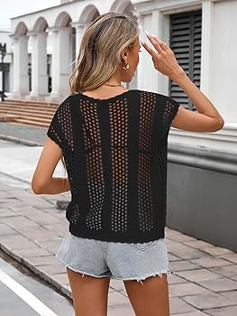 BreathSunny Womens Crochet Knit Swimsuit Coverup Beach Vest Summer 2026 Crew Neck Hollow Out Bath... | Amazon (US)