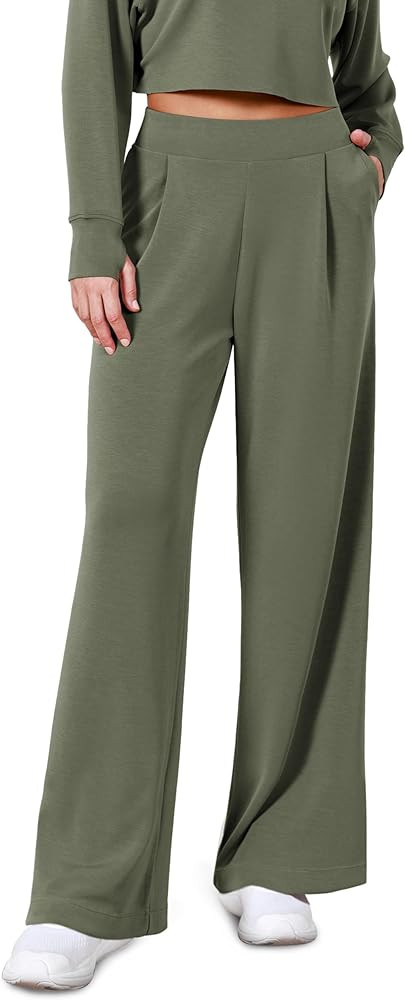 ODODOS Modal Soft Wide Leg Pants for Women High Waist Casual Relaxed Pants with Pockets-29/31 Ins... | Amazon (US)