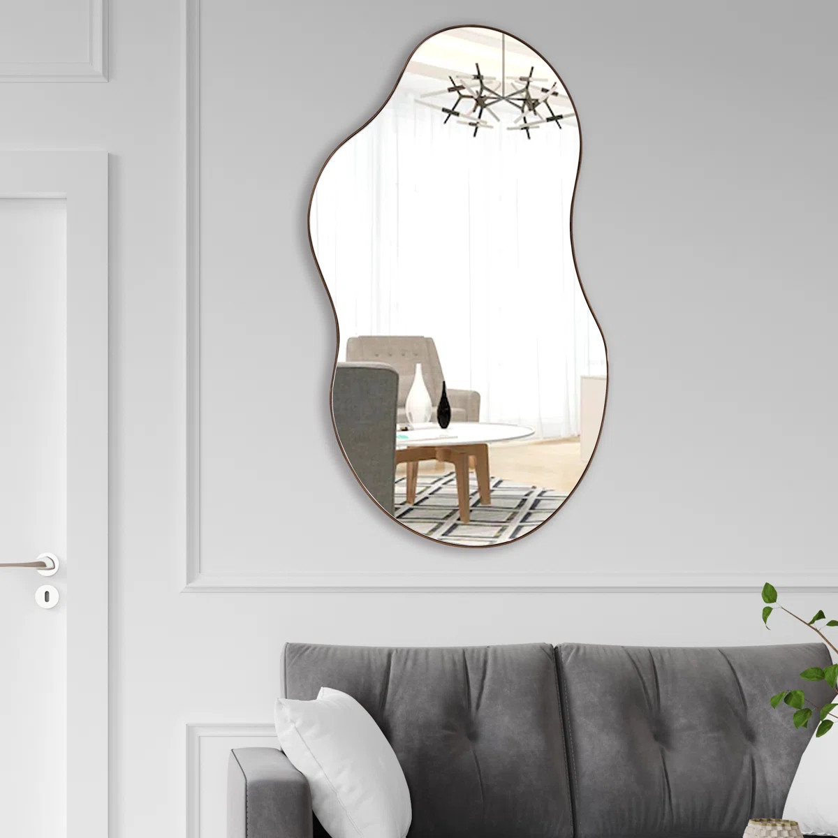 Ashane Asymmetrical Wall Mirror Metal Frame | Wayfair North America