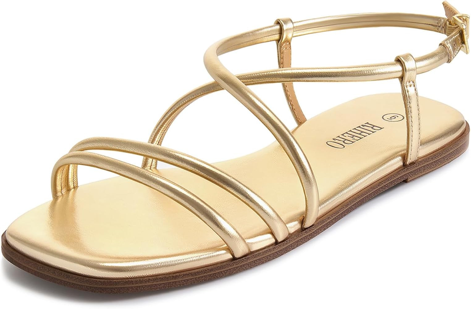 Rihero Women's Strappy Flat Sandals Summer Lace Up Open Toe Comfortable Slip-On Ankle Strap Sanda... | Amazon (US)