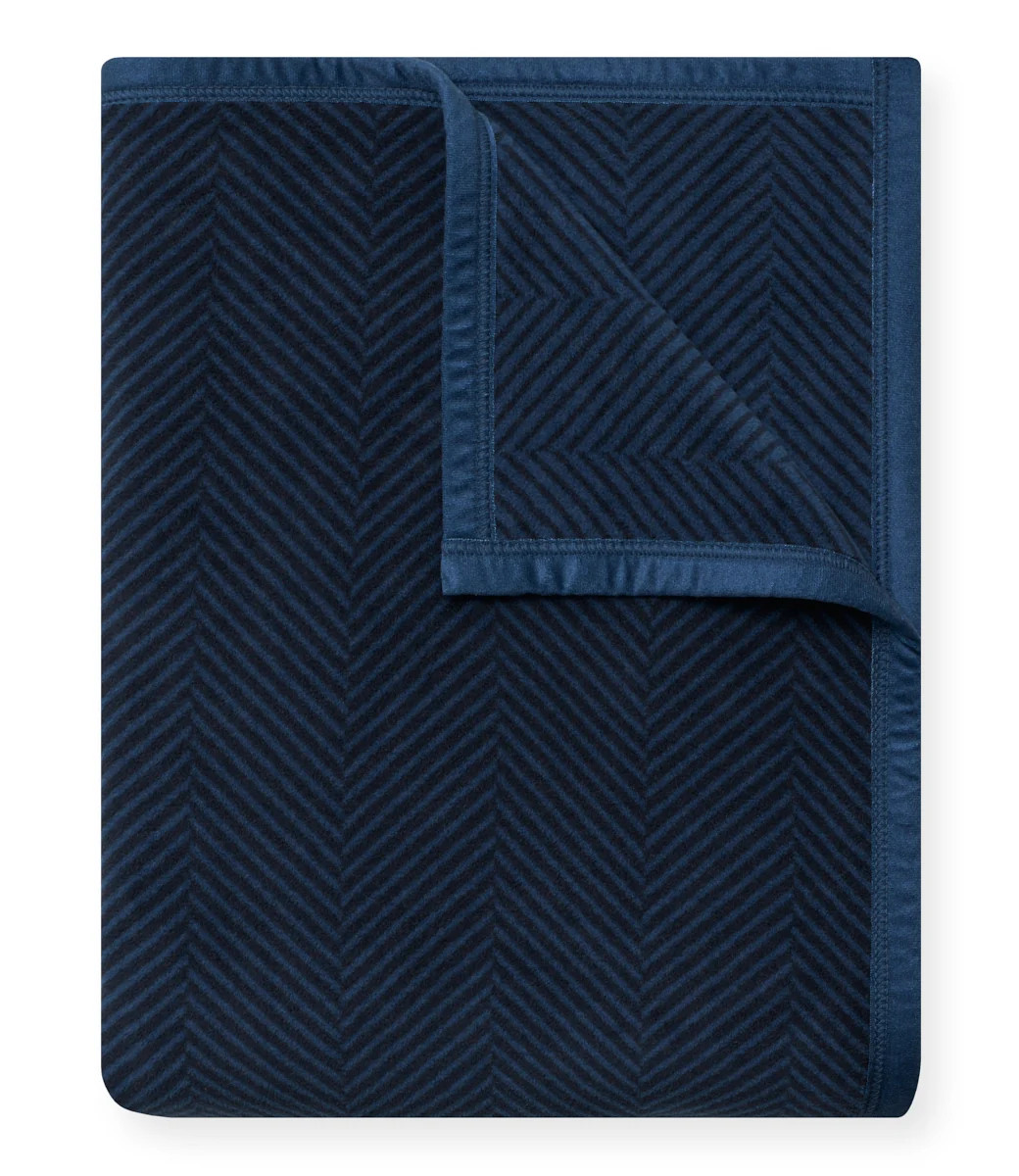 Harborview Herringbone Deep Sea Throw Blanket | ChappyWrap | ChappyWrap