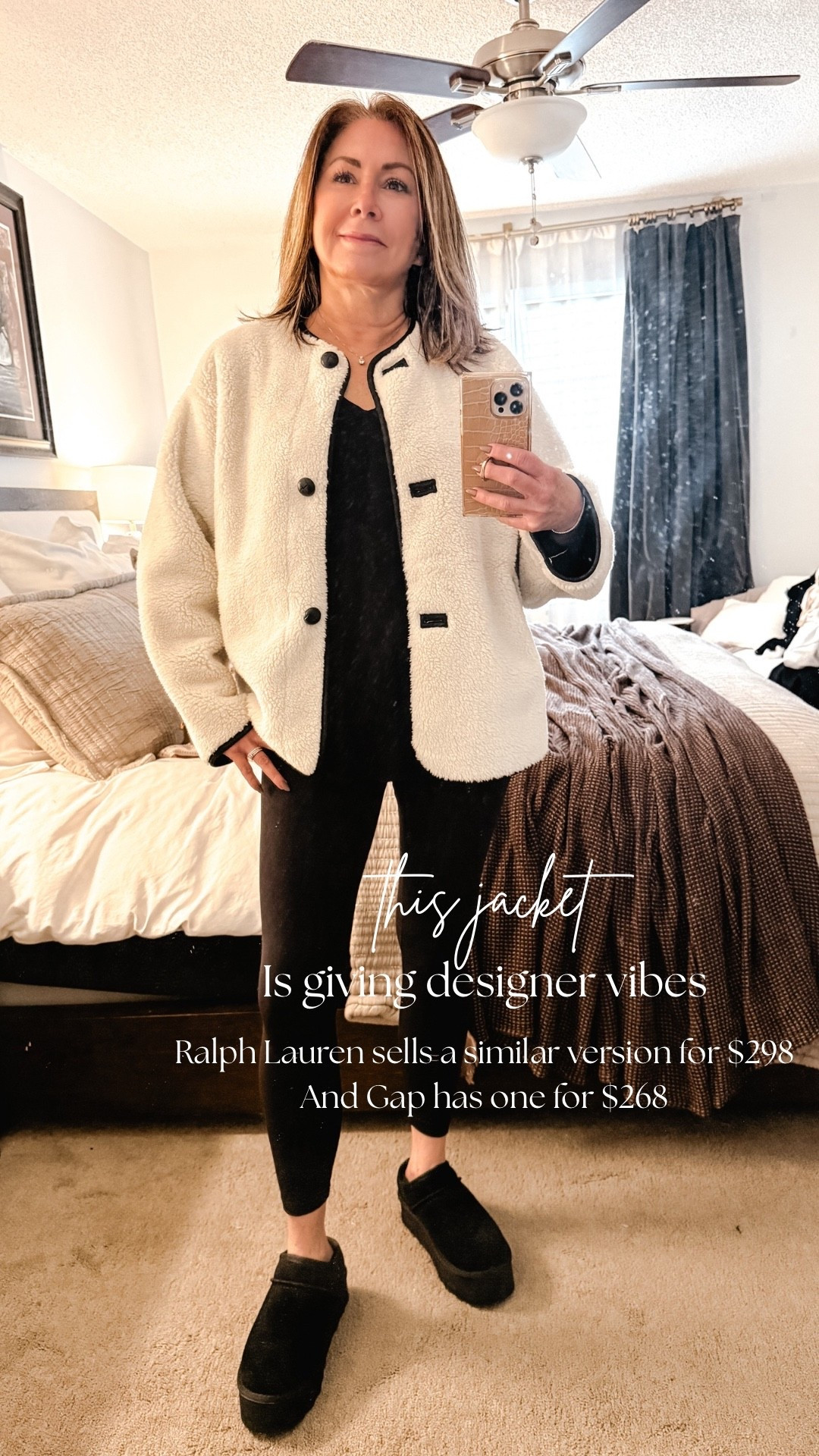 Designer vibes without the designer price 🤍
This jacket looks way more expensive than it is. Ralph Lauren sells a similar style for $298 and Gap has one for $268—but this one delivers the same cozy, elevated look for a fraction of the price. Easy to dress up or down and such a great everyday layer for fall & winter.

Amie Pagan, Target style, shearling jacket, designer style

#LTKFindsUnder100 #LTKootd