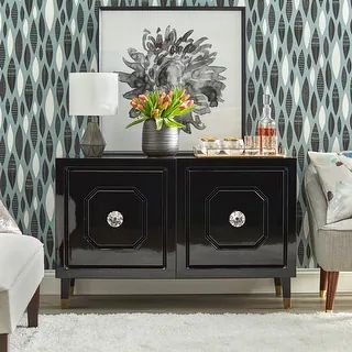 angelo:HOME Jaslene Buffet/Media Cabinet - Black Lacquer | Bed Bath & Beyond