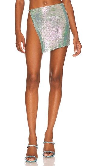 Winona Micro Wrap Skirt in Blue Iridescent | Revolve Clothing (Global)