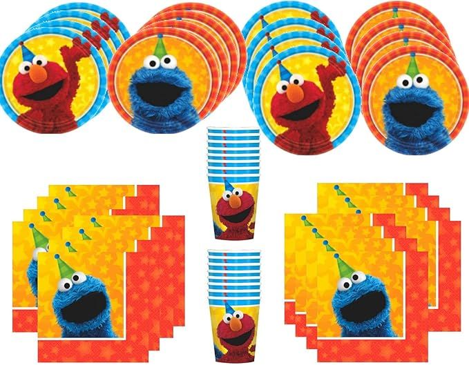MSS Sesame Street Birthday Party Supplies Bundle Pack for 16 Guests | Amazon (US)